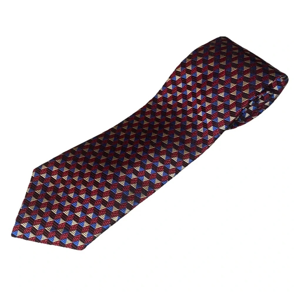 Bruno Piattelli 100% Silk Hand‎ Made Neck Tie Red& Blue 52